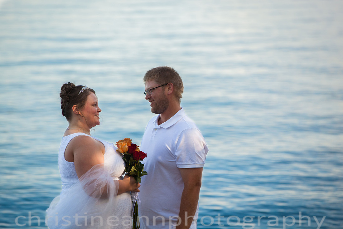 Wedding ceremony at Larsmont Cottags in Duluth MN