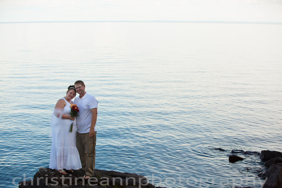Wedding ceremony at Larsmont Cottags in Duluth MN