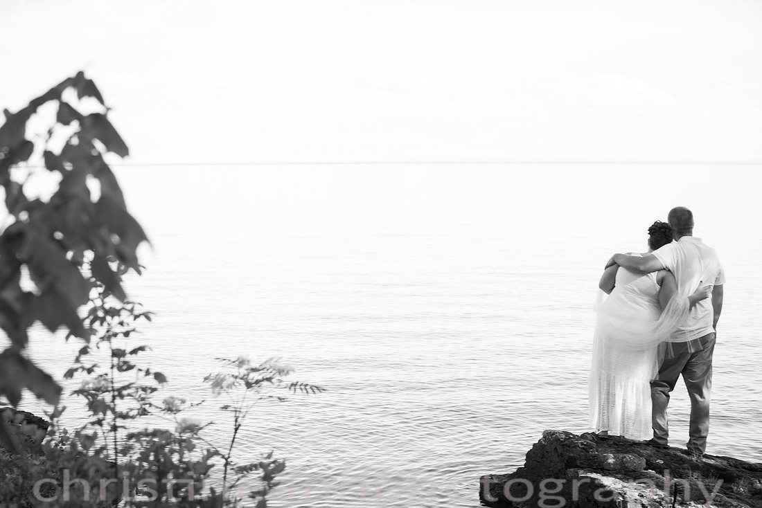 Wedding ceremony at Larsmont Cottags in Duluth MN