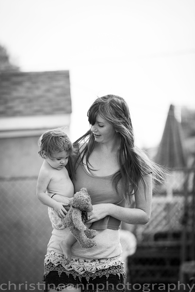 Mom and daughter with teddy bear lifestyle session Duluth MN.