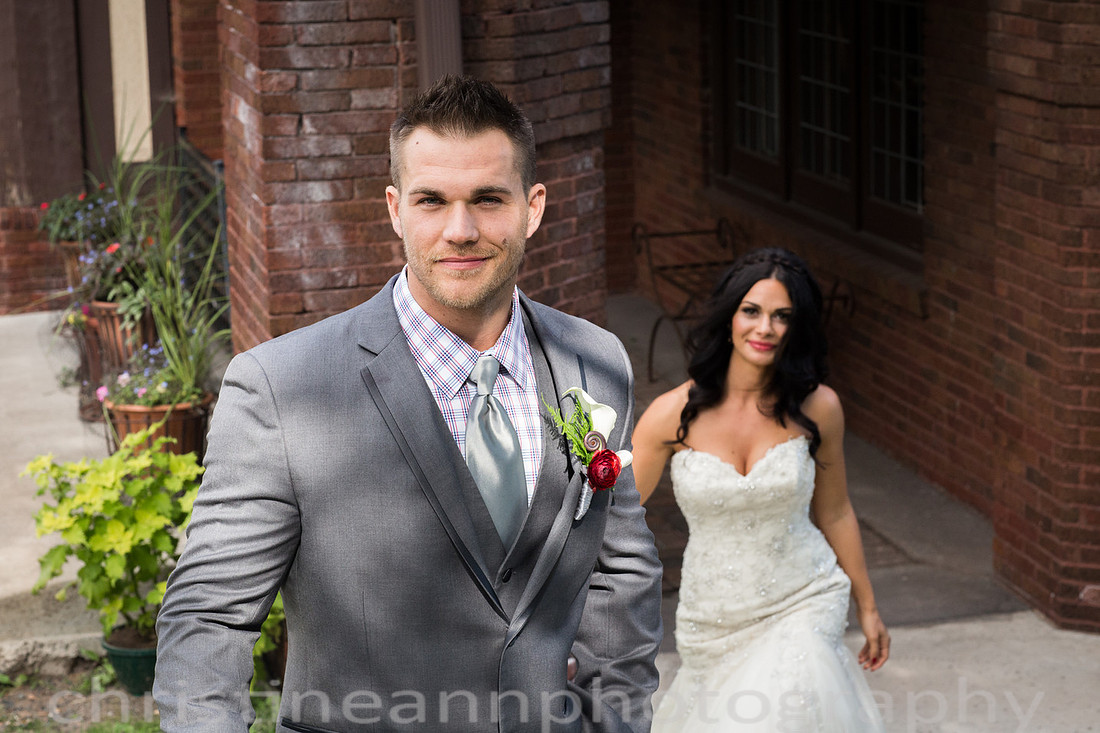 Duluth MN wedding at Womans Club near North Shore Lake Superior with red and white colors.