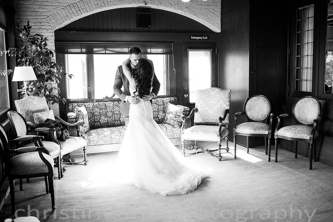Duluth MN wedding at Womans Club near North Shore Lake Superior with red and white colors.