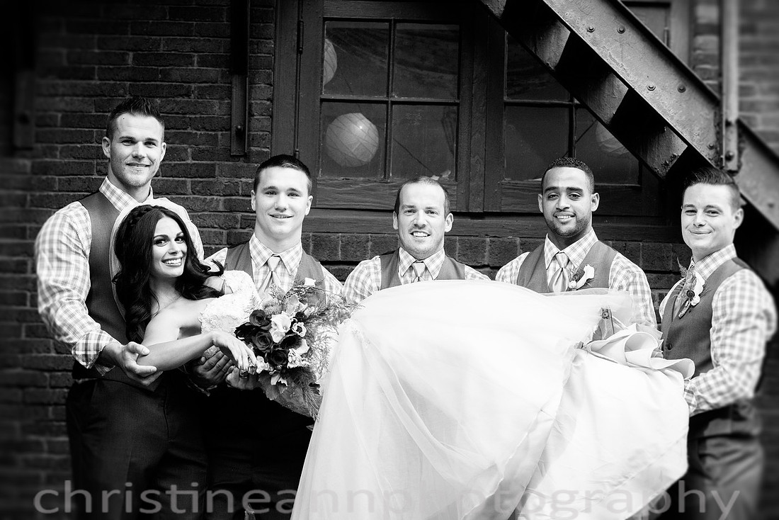 Duluth MN wedding at Womans Club near North Shore Lake Superior with red and white colors.