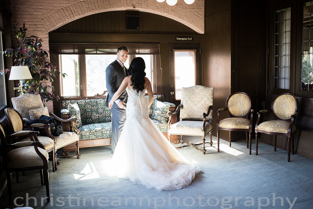 Duluth MN wedding at Womans Club near North Shore Lake Superior with red and white colors.